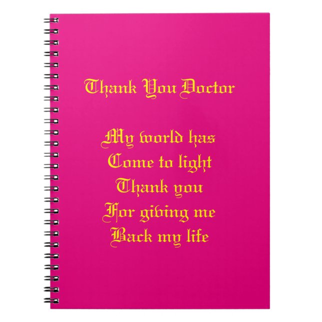 Thank you doctor spiral notebook (Front)