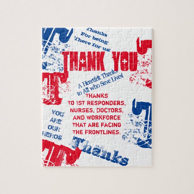 THANK YOU DOCTORS,NURSES & FIRST RESPONDERS JIGSAW PUZZLE (Vertical)