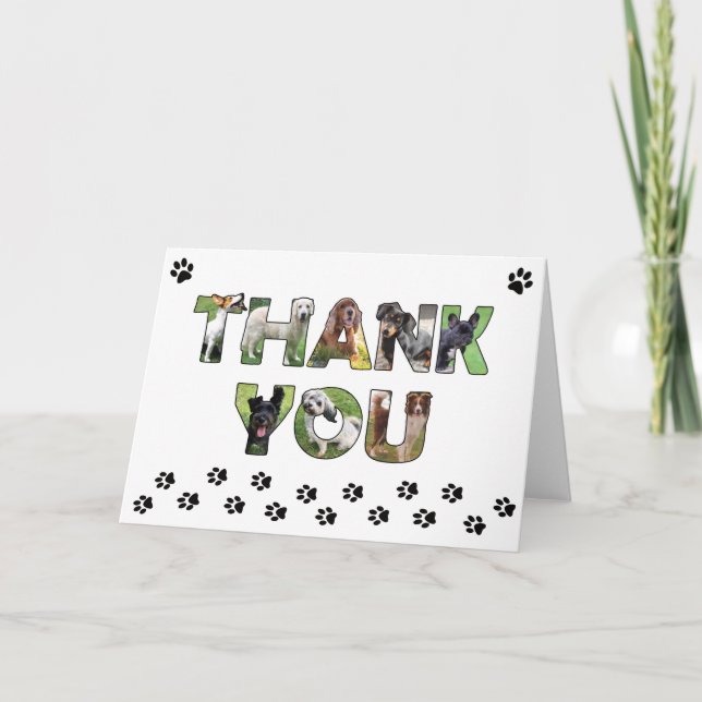 Thank You dog card - oil painting word art design (Front)