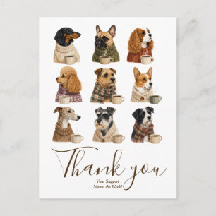 Thank You Dog Cosy Coffee lover pet Boutique Postcard