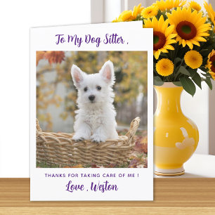 Thank You Dog Sitter - Purple - Pet Photo Cute Dog Card