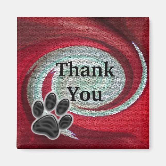 Thank You Dog Walker Paw Print Swirl Pet Sitter Magnet (Front)