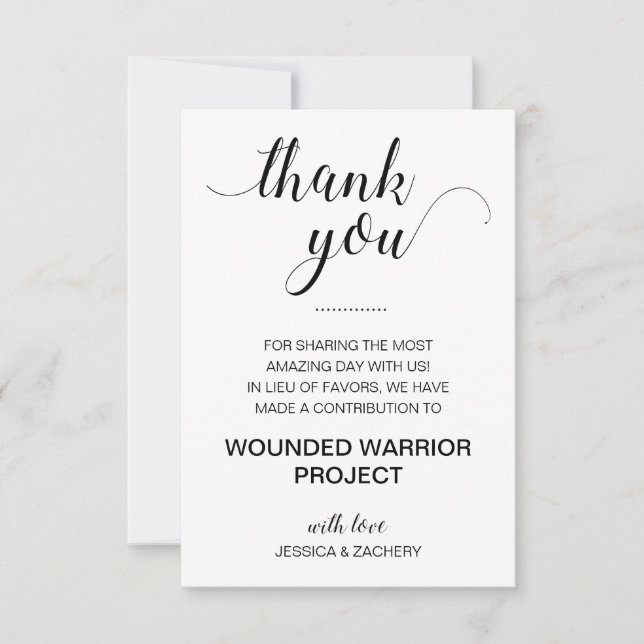 Thank You Donate to Charity Wedding Invitation (Front)