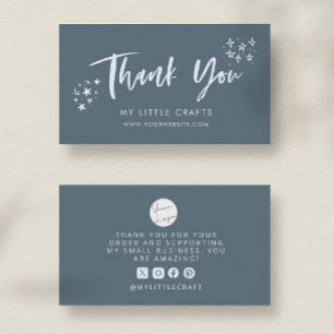 Thank You Doodle Stars Blue Small Business  Card