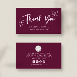 Thank You Doodle Stars Cranberry Small Business  Card