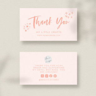 Thank You Doodle Stars Peach Small Business  Business Card