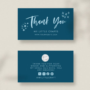Thank You Doodle Stars Teal Small Business  Business Card
