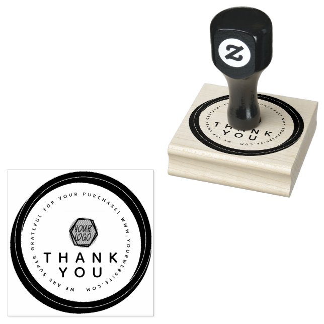 Thank You Double Circular Boutique Business Logo   Rubber Stamp (Stamped)