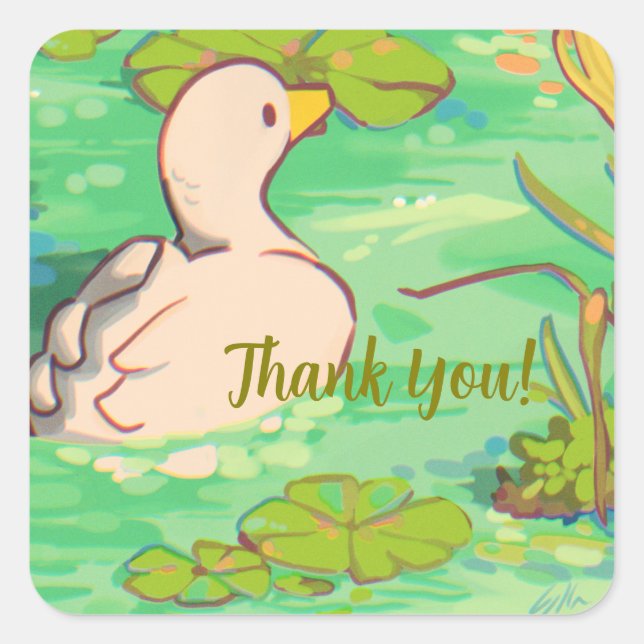 Thank You duck, duck Square Sticker (Front)
