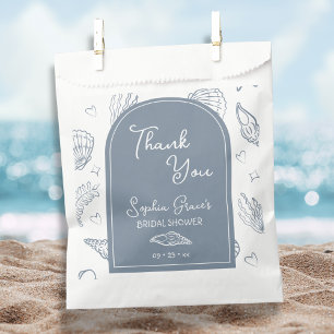 Thank You Dusty Blue Seashells Doodles  Favour Bags