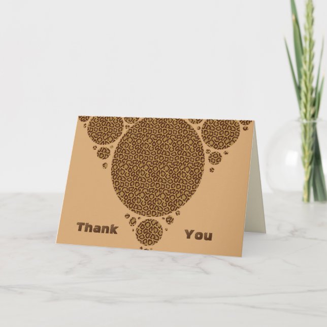 Thank You Earth Tone Wild Cat Pattern Appreciation Card (Front)