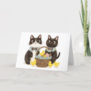 Thank You Easter Cats Easter Basket Baby Chicks Card