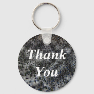 Thank You Elegant Black White Abstract Pattern Key Ring