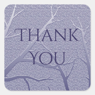 Thank You Elegant Blue Branch Simple Appreciation Square Sticker