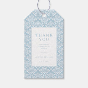 THANK YOU Elegant Blue Damask Gift Tags
