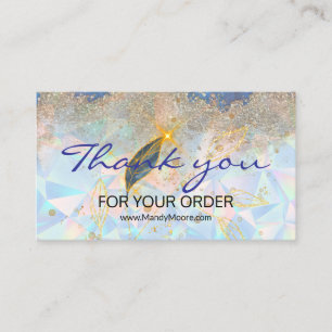 thank you Elegant Blue & Gold Floral Business Card
