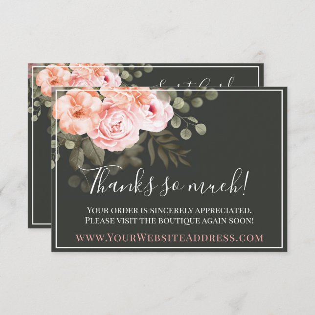 Thank You Elegant Blush Pink Floral Roses Card (Front/Back)