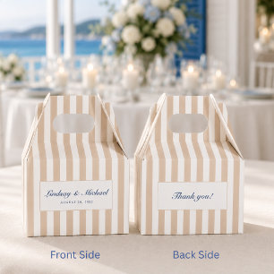 Thank You! Elegant Brown Stripes Monogram Wedding Favour Box