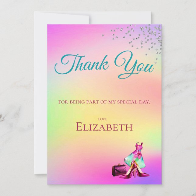 Thank You Elegant Glitter Colourful  Invitation (Front)