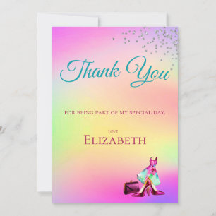 Thank You Elegant Glitter Colourful  Invitation
