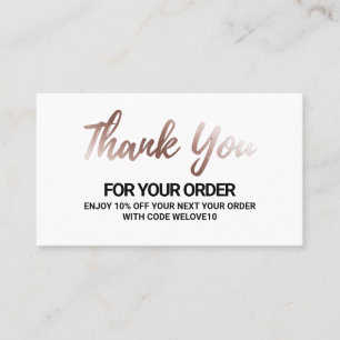 Thank you Elegant Gold Metallic Discount Business Card
