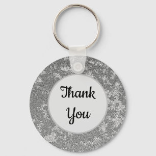 Thank You Elegant Grey White Marbled Appreciation Key Ring