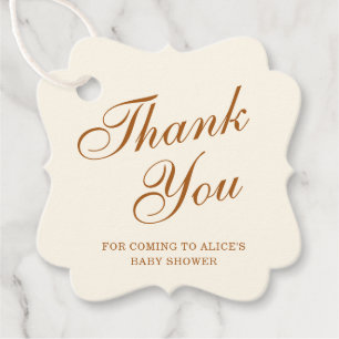 Thank You Elegant Ivory Copper Baby Shower Favour Tags