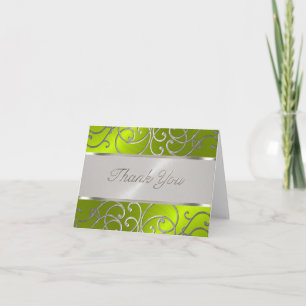 Thank You Elegant Lime Green Silver Filigree
