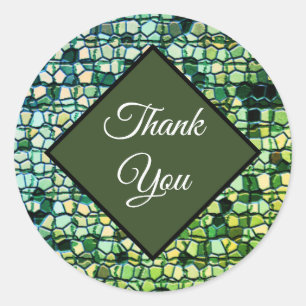 Thank You Elegant Mosaic Green Appreciation Classic Round Sticker