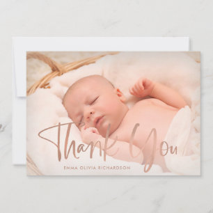 Thank You Elegant Photo Birth Announcement