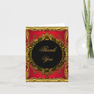 Thank You Elegant Red Gold Black Card