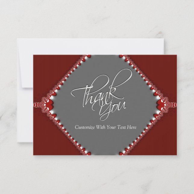Thank You Elegant Red & Grey Note Invitation (Front)