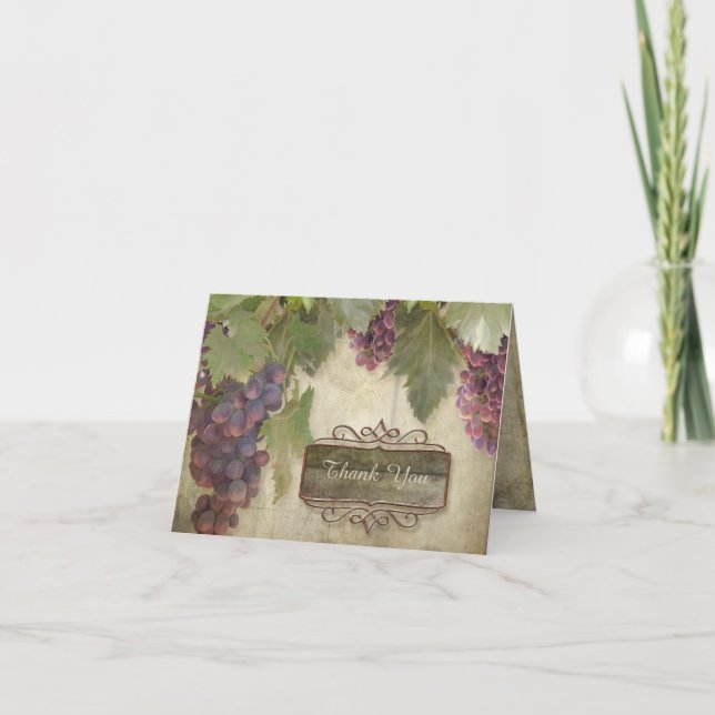 Thank You Elegant Rustic Vineyard Winery Weddings Card (Front)