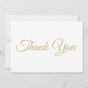 Thank You elegant script gold white note card