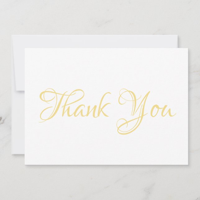 Thank You elegant script light gold note card (Front)