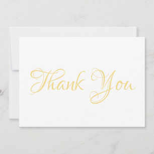 Thank You elegant script light gold note card