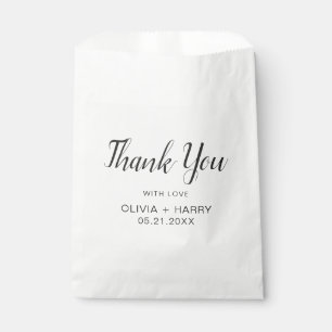 Thank You Elegant Script Modern White Wedding  Favour Bags