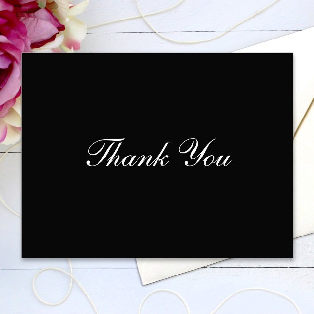Thank You Elegant Script Text Black and White Postcard (Creator Uploaded)