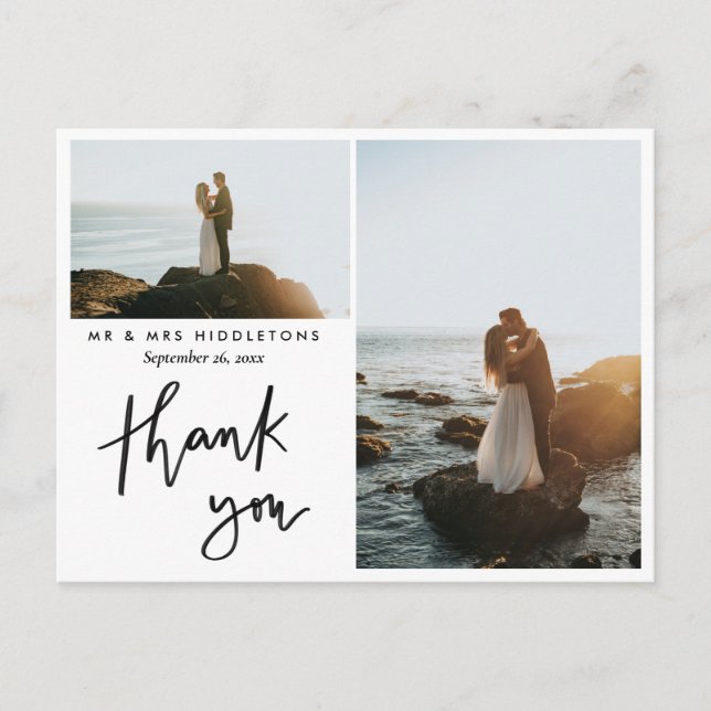 Thank You Elegant Script | Wedding Photo  Postcard (Front)