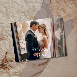 Thank You Elegant Simple Wedding Photo Postcards