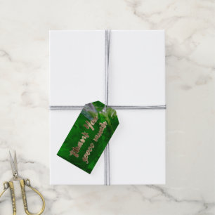 Thank You Elegant Thanks Green Gold Typography Gift Tags