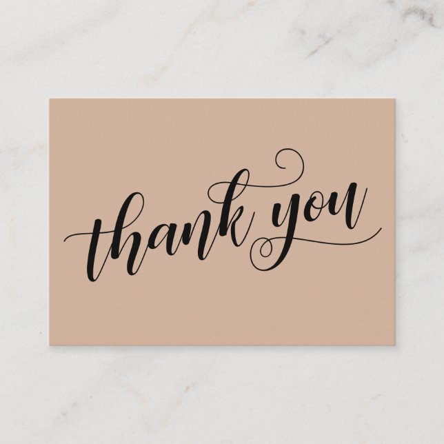Thank You Elegant Typography Almond Wedding Favour Enclosure Card (Front)