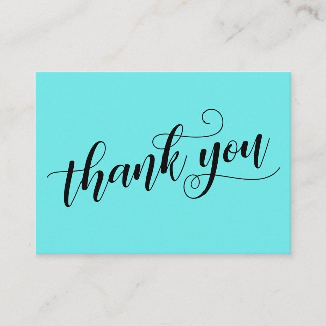 Thank You Elegant Typography Aqua Wedding Favour Enclosure Card (Front)