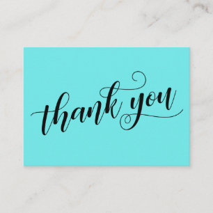 Thank You Elegant Typography Aqua Wedding Favour Enclosure Card
