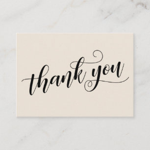 Thank You Elegant Typography Cream Wedding Favour Enclosure Card