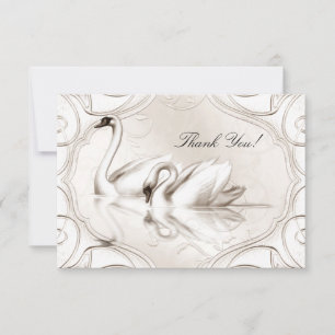 Thank You Elegant Wedding Cream White Swans Set Card
