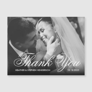 Thank You Elegant Wedding Photo Magnetic Card