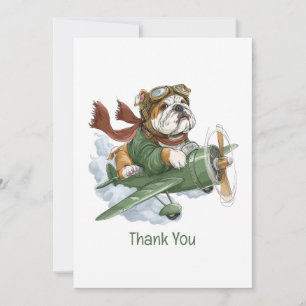 Thank You English Bulldog Pilot Aeroplane Card