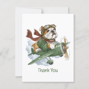Thank You English Bulldog Pilot Aeroplane Postcard