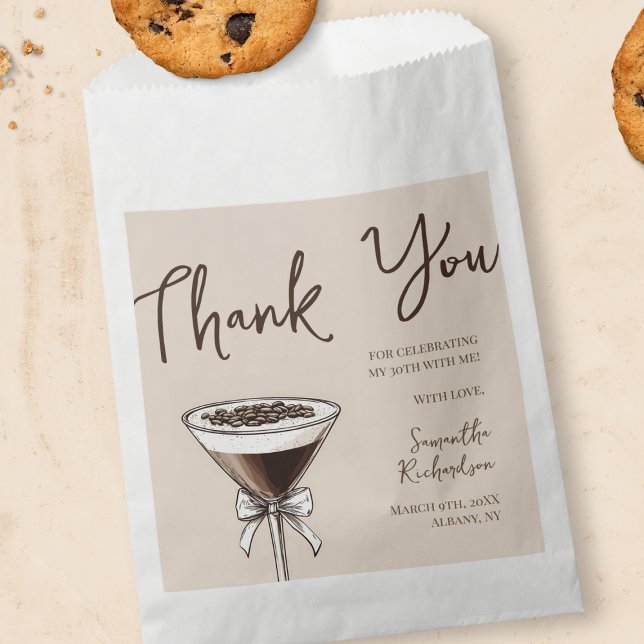 Thank You Espresso Cocktail Brown 30th Birthday Favour Bags (Thank You Espresso Cocktail Brown 30th Birthday Favor Bag)